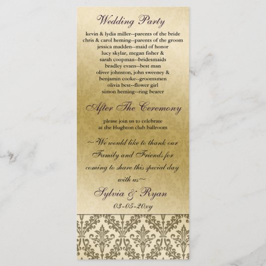 lila Hochzeitsprogramm Programm (Rückseite)