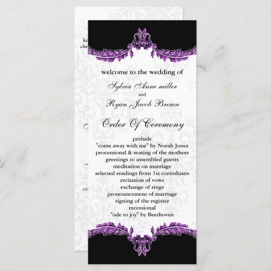 lila Hochzeitsprogramm Programm (Vorne/Hinten)