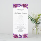 Lila Hochzeitsprogramm. Wasserfarben-Blumenzeremon Programm (Stehend Vorderseite)