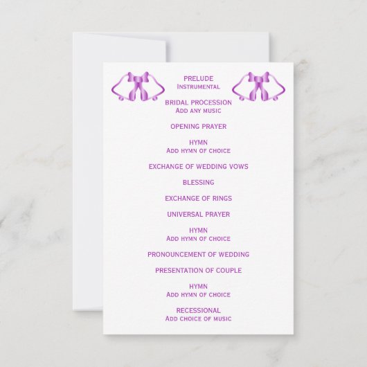 Lila Hochzeitsprogramme (Rückseite)