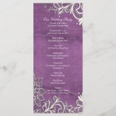 lila Hochzeitsprogramme für moderne weiße Wirbel Programm (Rückseite)