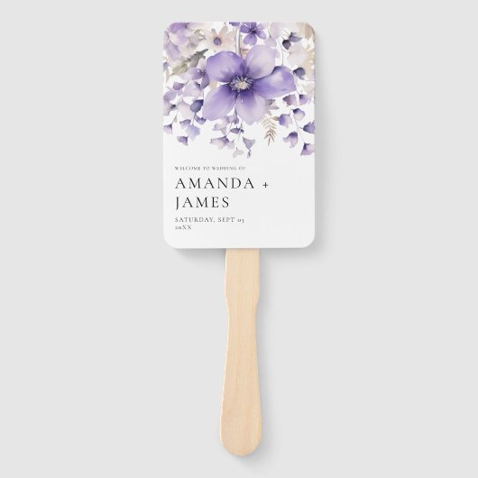 Lila Hochzeitsprogramme für Wasserfarben Fächer (Vorderseite)