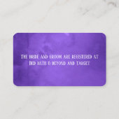 Lila Hochzeitsregistrierung von Wasserfarben Visitenkarte (Rückseite)