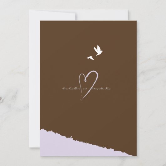 Lila Hochzeitsreise Einladung (Rückseite)