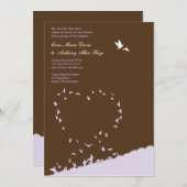 Lila Hochzeitsreise Einladung (Vorne/Hinten)