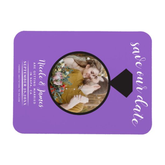 Lila Hochzeitsring-Foto Save the Date Magnet (Horizontal)