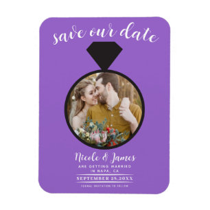 Lila Hochzeitsring-Foto Save the Date Magnet