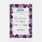 Lila Hochzeitsschild aus Plexiglas Acrylschild (Vorderseite)