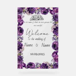 Lila Hochzeitsschild aus Plexiglas Acrylschild