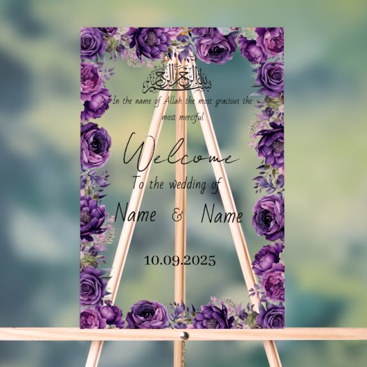 Lila Hochzeitsschild aus Plexiglas Acrylschild (Neutral)