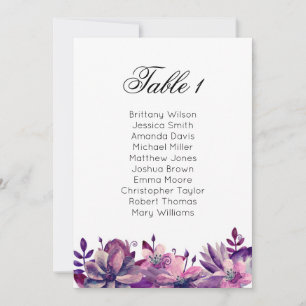 Lila Hochzeitssitzkarte. Boho-Tabellenplan Einladung