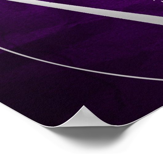 Lila Hochzeitssitzkarte mit Silberleaf Poster (Ecke)