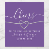 Lila Hochzeitsstich Weinetikett (Einzelnes Label)