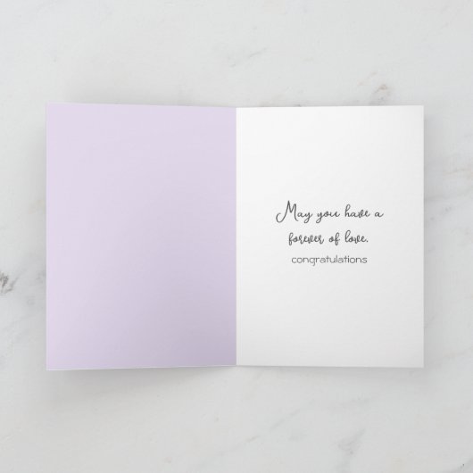 Lila Hochzeitsstiftung Blume Bouquet Karte (Innenseite)