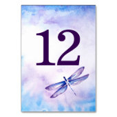 Lila Hochzeitsszene der Libellen | Aquarell Tischnummer (Rückseite)