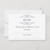 Lila Hochzeitsszenierung RSVP Karte (Vorderseite)