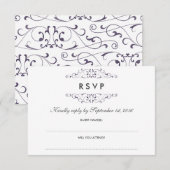 Lila Hochzeitsszenierung RSVP Karte (Vorne/Hinten)