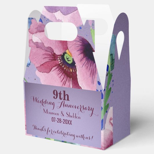 lila Hochzeitstag und Mohnblüte Geschenkschachtel (Geöffnet)