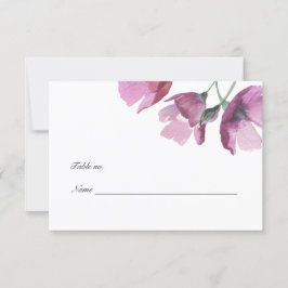 Lila Hochzeitstisch-Platzkarte mit Blumenfarbe RSVP Karte