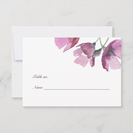 Lila Hochzeitstisch-Platzkarte mit Blumenfarbe RSVP Karte (Vorderseite)