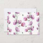 Lila Hochzeitstisch-Platzkarte mit Blumenfarbe RSVP Karte (Rückseite)