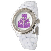 Lila Hochzeitstorte Armbanduhr (Schrägansicht)