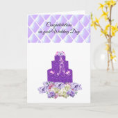 Lila Hochzeitstorte - florale Gratulationskarte Karte (Gelbe Blume)