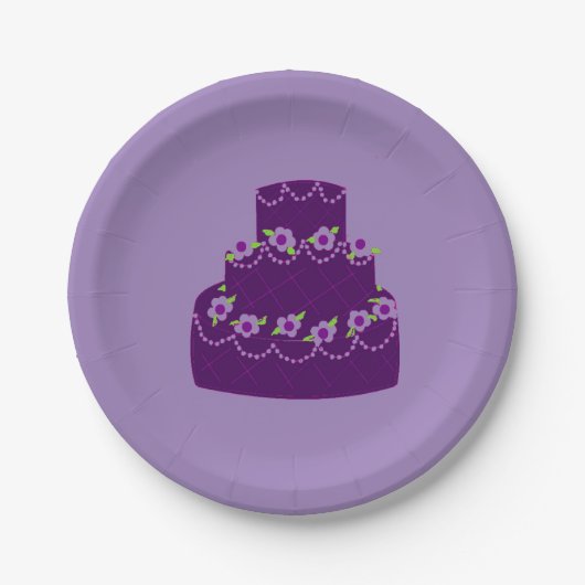 Lila Hochzeitstorte Pappteller (Vorderseite)