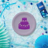 Lila Hochzeitstorte Pappteller (Party)