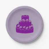 Lila Hochzeitstorte Pappteller (Vorderseite)