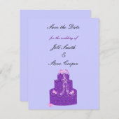 Lila Hochzeitstorte Save the Date (Vorne/Hinten)