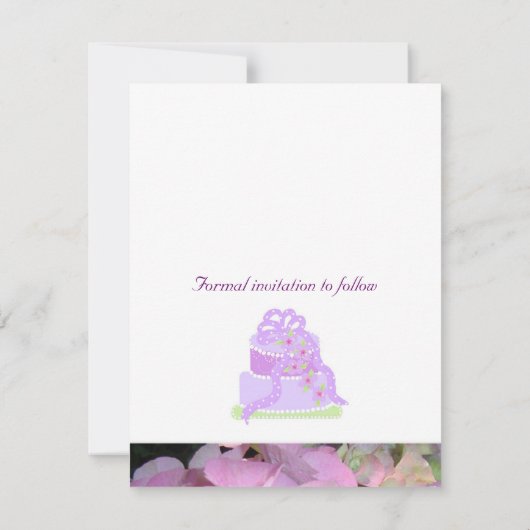 Lila Hochzeitstorte Save the Date (Rückseite)