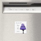 Lila Hochzeitstorte Save the Date Magnet (In Situ (Geschirrspüler))