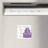 Lila Hochzeitstorte Save the Date Magnet (In Situ (Geschirrspüler))