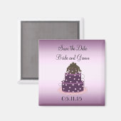 Lila Hochzeitstorte Save the Date Magnet (Vorderseite/Rückseite)