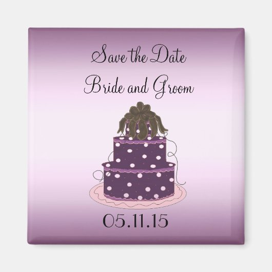 Lila Hochzeitstorte Save the Date Magnet (Vorne)