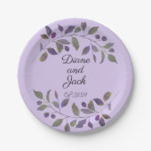 Lila Hochzeitswasser Pappteller (Vorderseite)