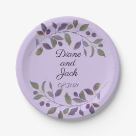 Lila Hochzeitswasser Pappteller