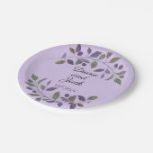 Lila Hochzeitswasser Pappteller (Schrägansicht)