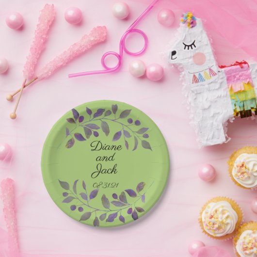 Lila Hochzeitswasser Pappteller (Party)