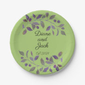 Lila Hochzeitswasser Pappteller (Vorderseite)