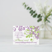 Lila Hochzeitswebsite Begleitkarte (Stehend Vorderseite)