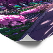 Lila Höhlen von Cherry Blossom Alley bei Sonnenunt Poster (Ecke)