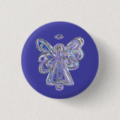 Lila Holiday Guardian Angel Custom Button Button (Vorderseite)