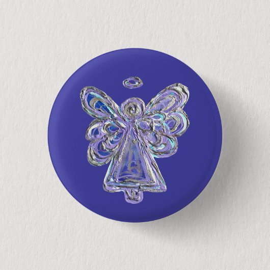 Lila Holiday Guardian Angel Custom Button Button (Vorderseite)