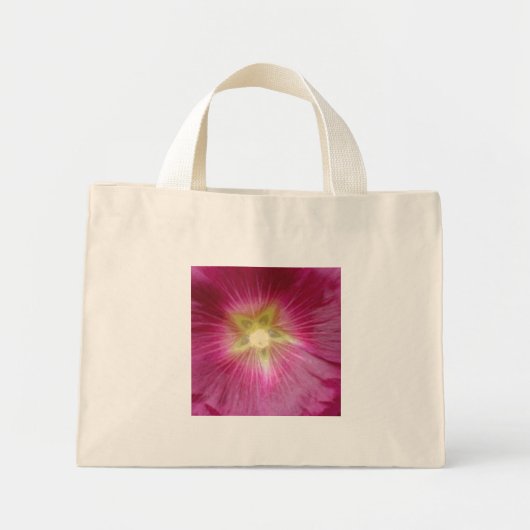 Lila Hollyhock Blume Tote Bag Mini Stoffbeutel (Vorne)