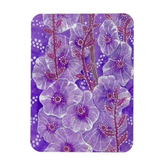 Lila Hollyhock, Malva Blume Blumenmuseum Magnet (Vertikal)