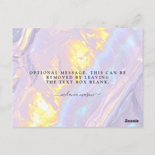 Lila holografische Eleganz Vielen Dank Postkarte (Rückseite)