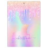 Lila holografische Tropfen in Rosa Klemmbrett (Rückseite)