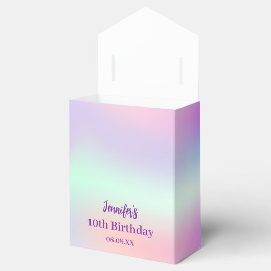 Lila holografischer Geburtstag in Rosa Geschenkschachtel (Geöffnet)